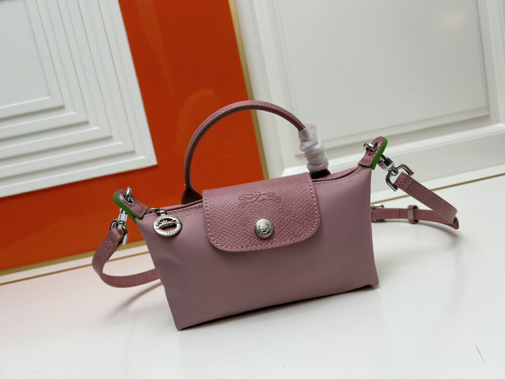 Longchamp Le Pliage Mini Dusty Rose Pink Top Handle Crossbody Bag